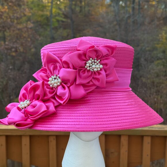 PINK HAT KENTUCKY DERBY OR CHURCH SERVICE HAT! - Picture 6 of 10